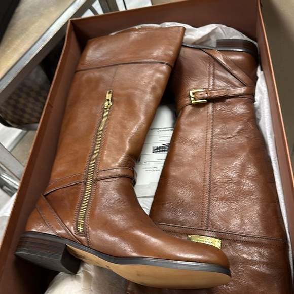 Coach Micha Cheatnut Brown Leather Buckle Riding Boots Size 5.5 Wide Calf - Picture 7 of 10